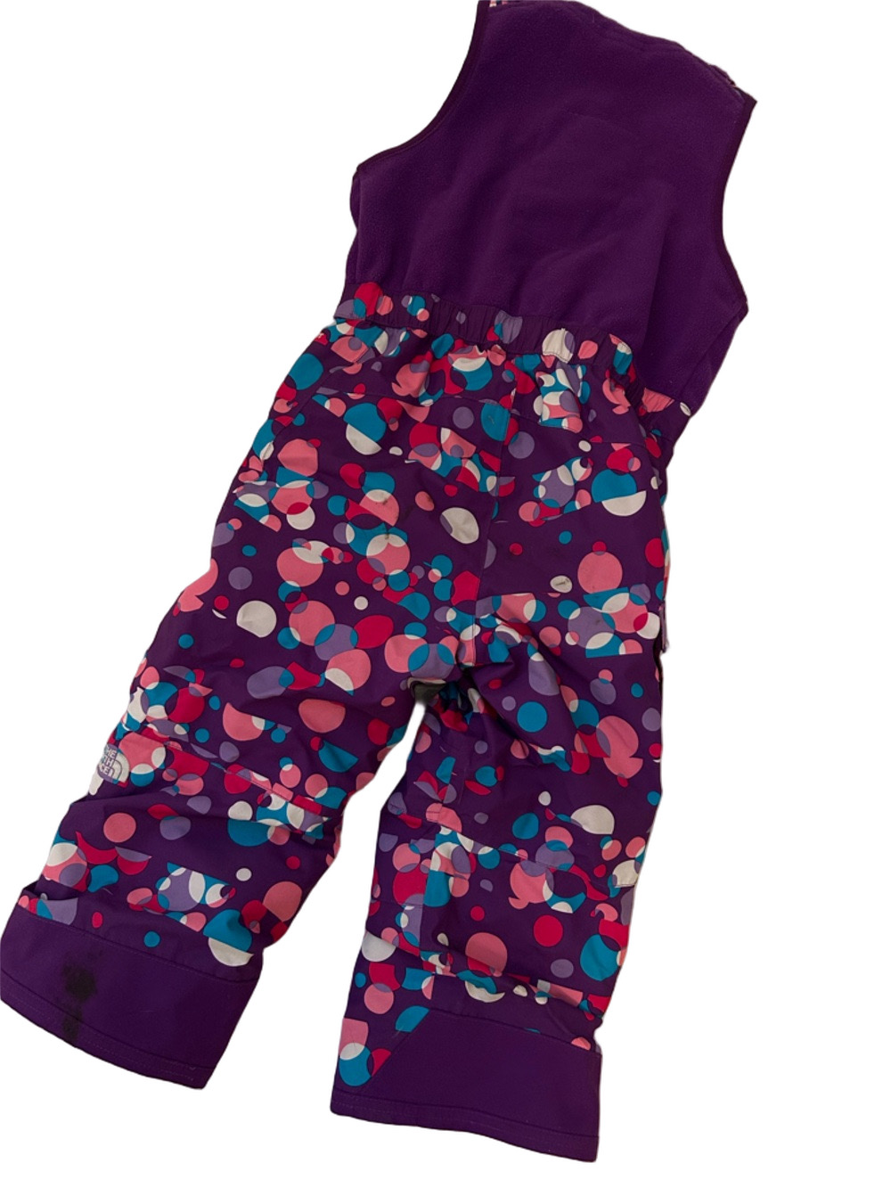 The North Face Purple Kids Snow Bib Pants with Multicolor Dot Print